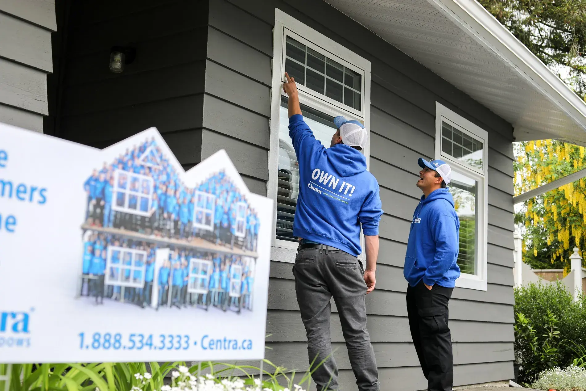 how to buy man pointing at house window